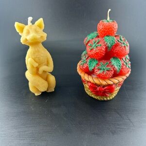 Cute Fox & Strawberry Basket Decorative Candles Bundle